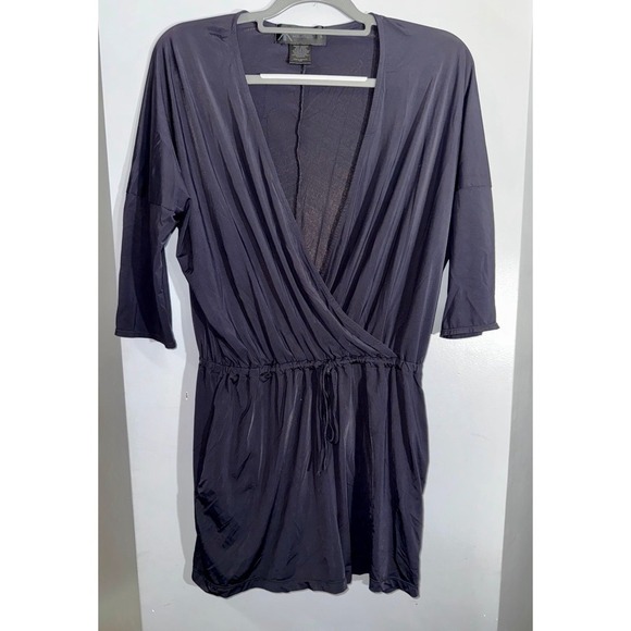 Kardashian Kolkection black wrap front shorts silky romper size Large - Picture 1 of 8